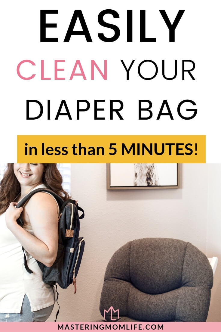 How to clean your diaper bag in less than 5 minutes | Image of mom with bag
