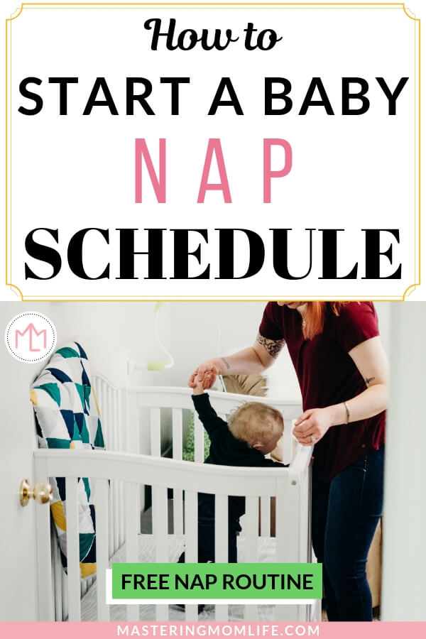 How to start a baby nap schedule | Image of mom putting baby in crib