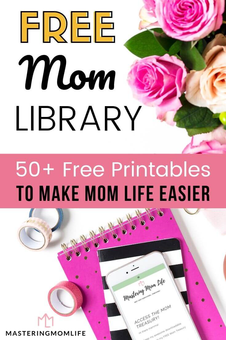 Free Mom Library: Image of desk, flowers, phone, and notebook